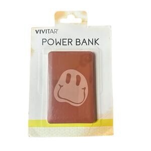 NEW Vivitar Mobile Cell Phone Slim Power Bank Pink Smily Face USB-A Charger